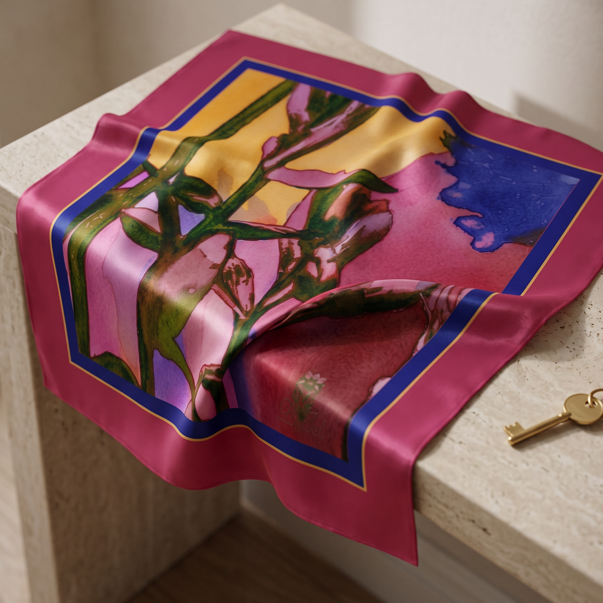 Magenta Bloom: Square Scarf