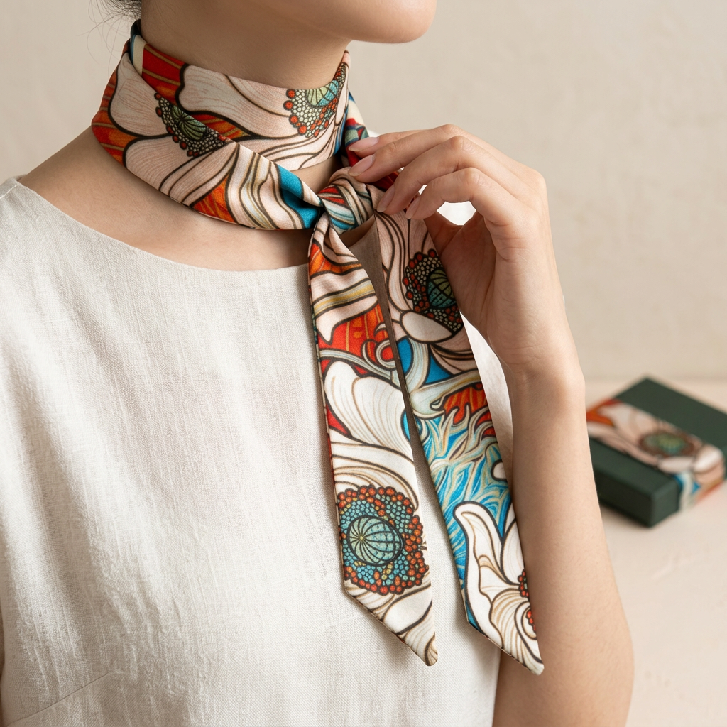 Nouveau Teal: Skinny Scarf