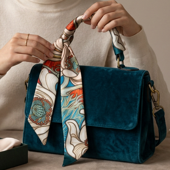 Nouveau Teal: Skinny Scarf