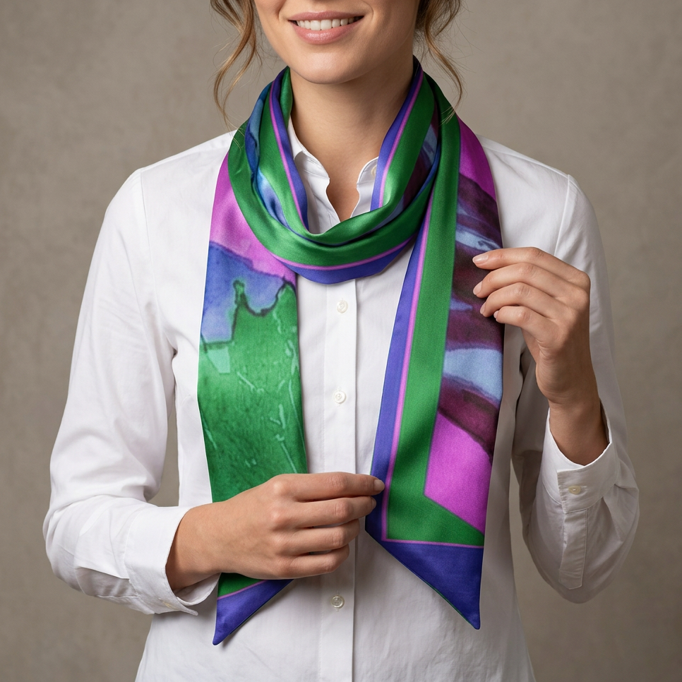 Navy Bloom: Versatile Scarf