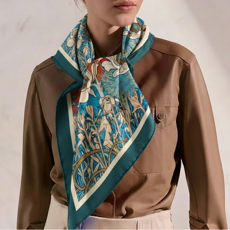 Teal Nouveau: Square Scarf