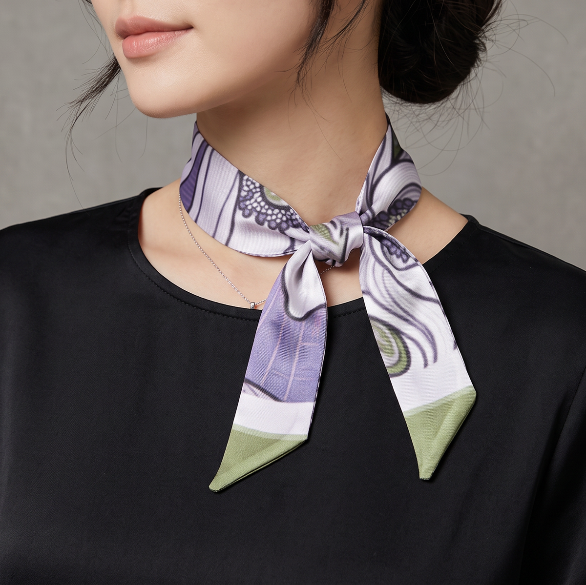 Nouveau Khaki and Lavender: Twilly Scarf