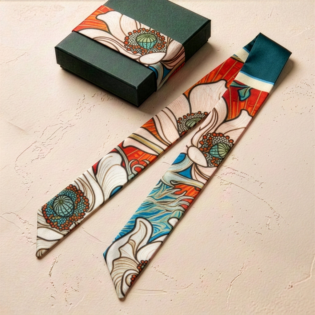 Nouveau Teal: Skinny Scarf