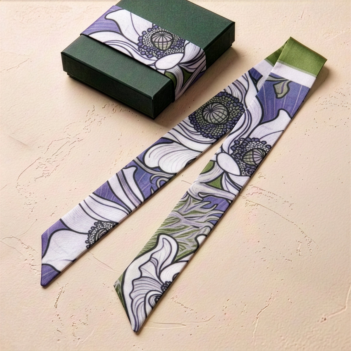 Nouveau Khaki and Lavender: Skinny Scarf