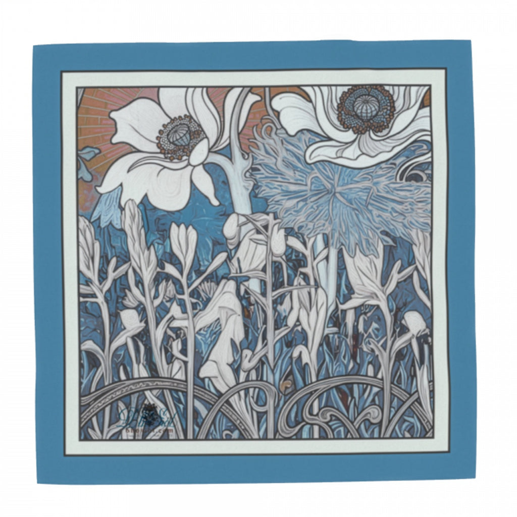 Sky Blue Nouveau: Square Scarf