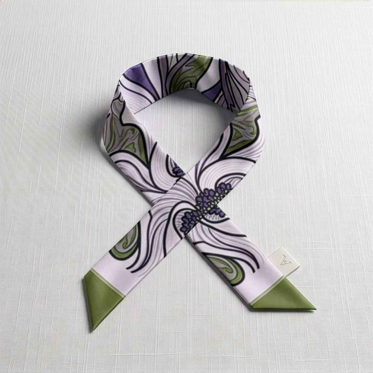 Nouveau Khaki and Lavender: Twilly Scarf