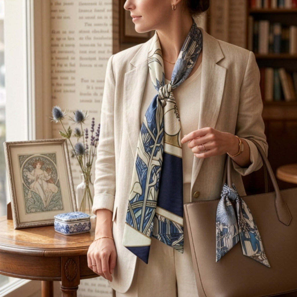 Navy Nouveau: Square Scarf