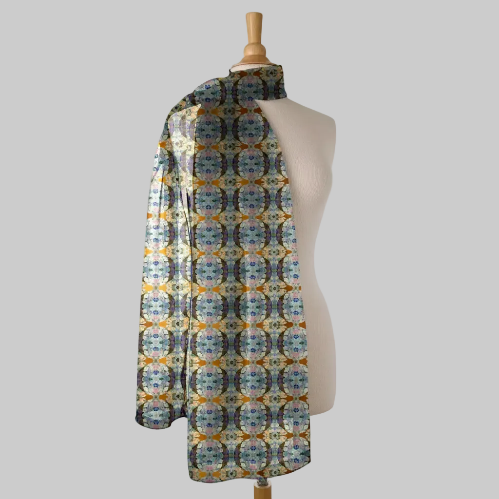 Tartan Hydrangea Buidhe: Large Scarves in Silk-Chiffon