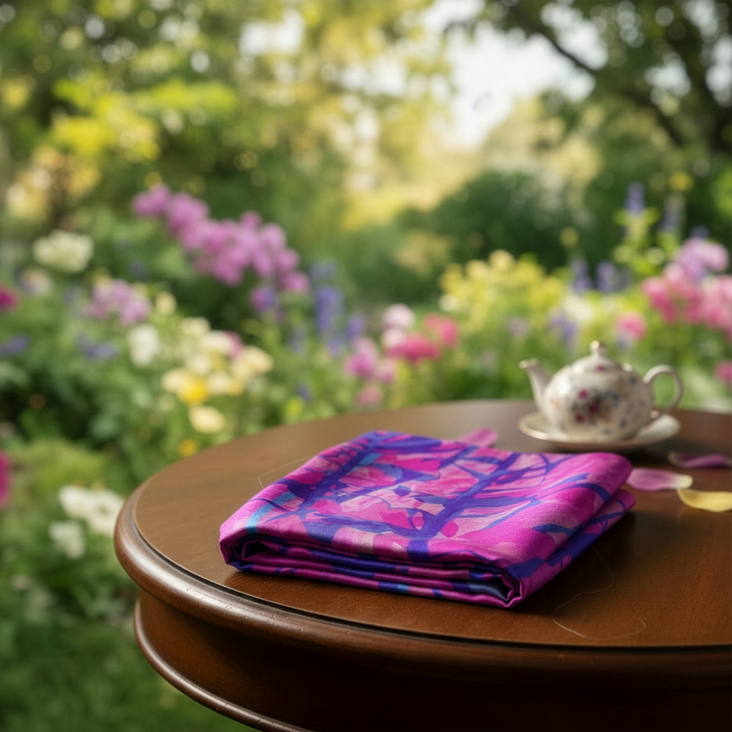 Fuchsia: Long Silk-Chiffon Scarf