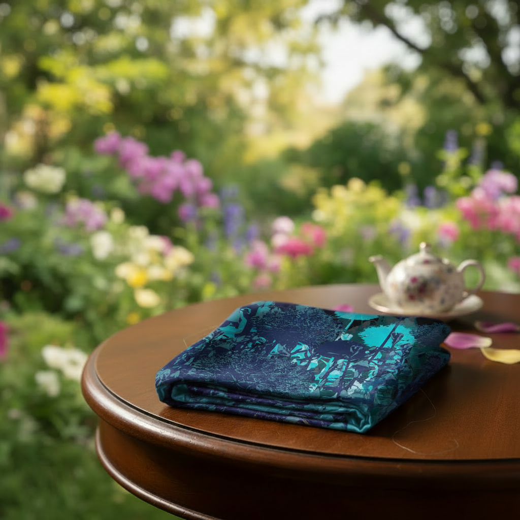 Teal: Silk-Chiffon Long Scarf