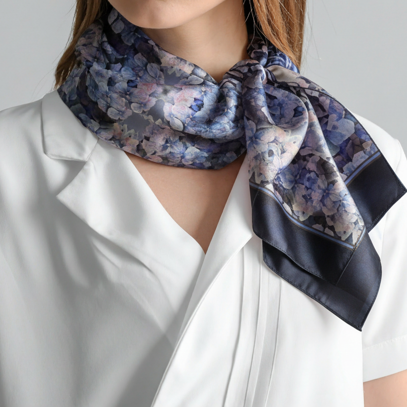 Tartan Hydrangea Gorm: The Square Scarf
