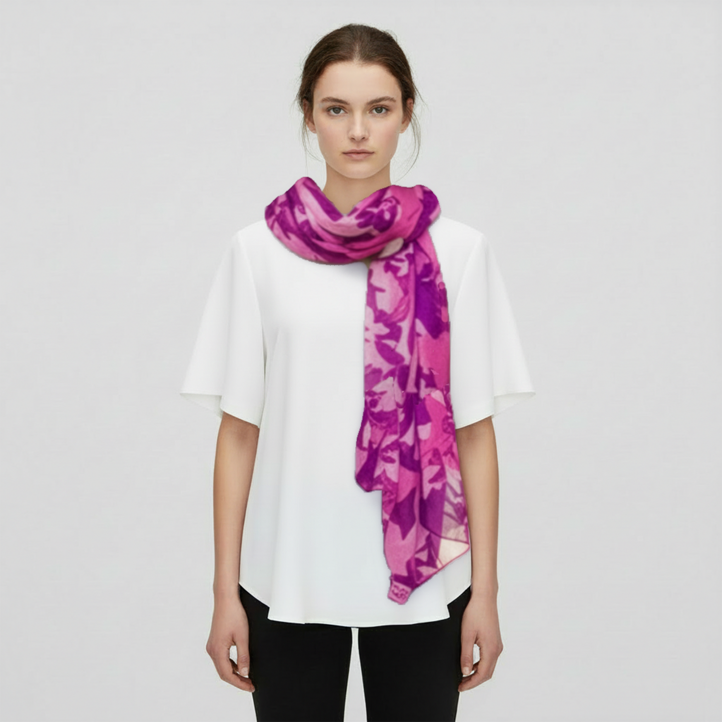Fuchsia: Long Silk-Chiffon Scarf