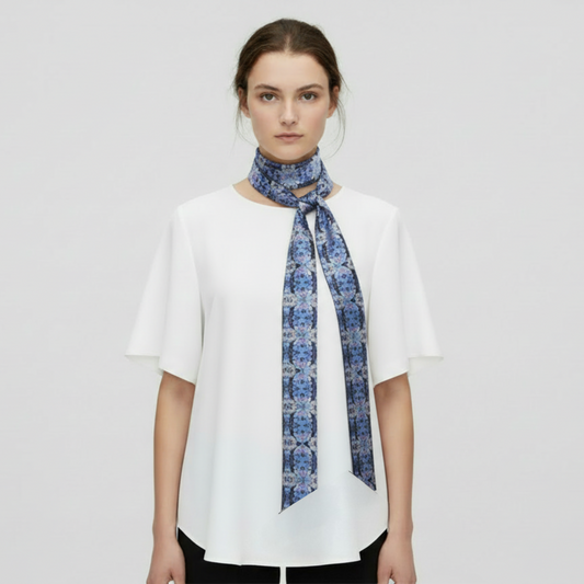 Tartan Hydrangea Gorm: The Skinny Scarf