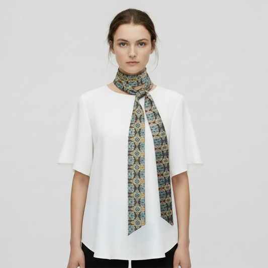 Tartan Hydrangea Buidhe: The Skinny Scarf