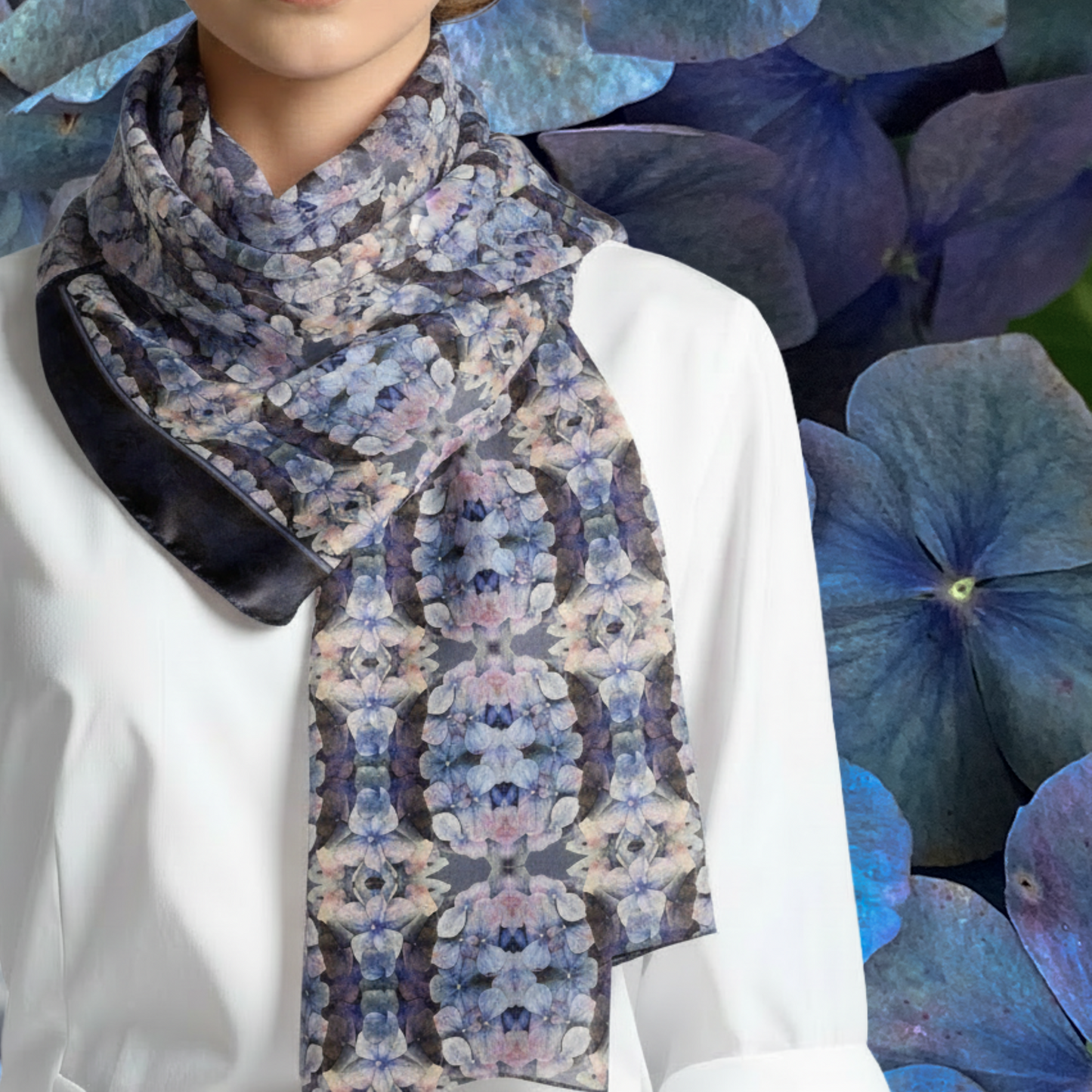 Tartan Hydrangea Gorm: The Extra Large Scarf.a