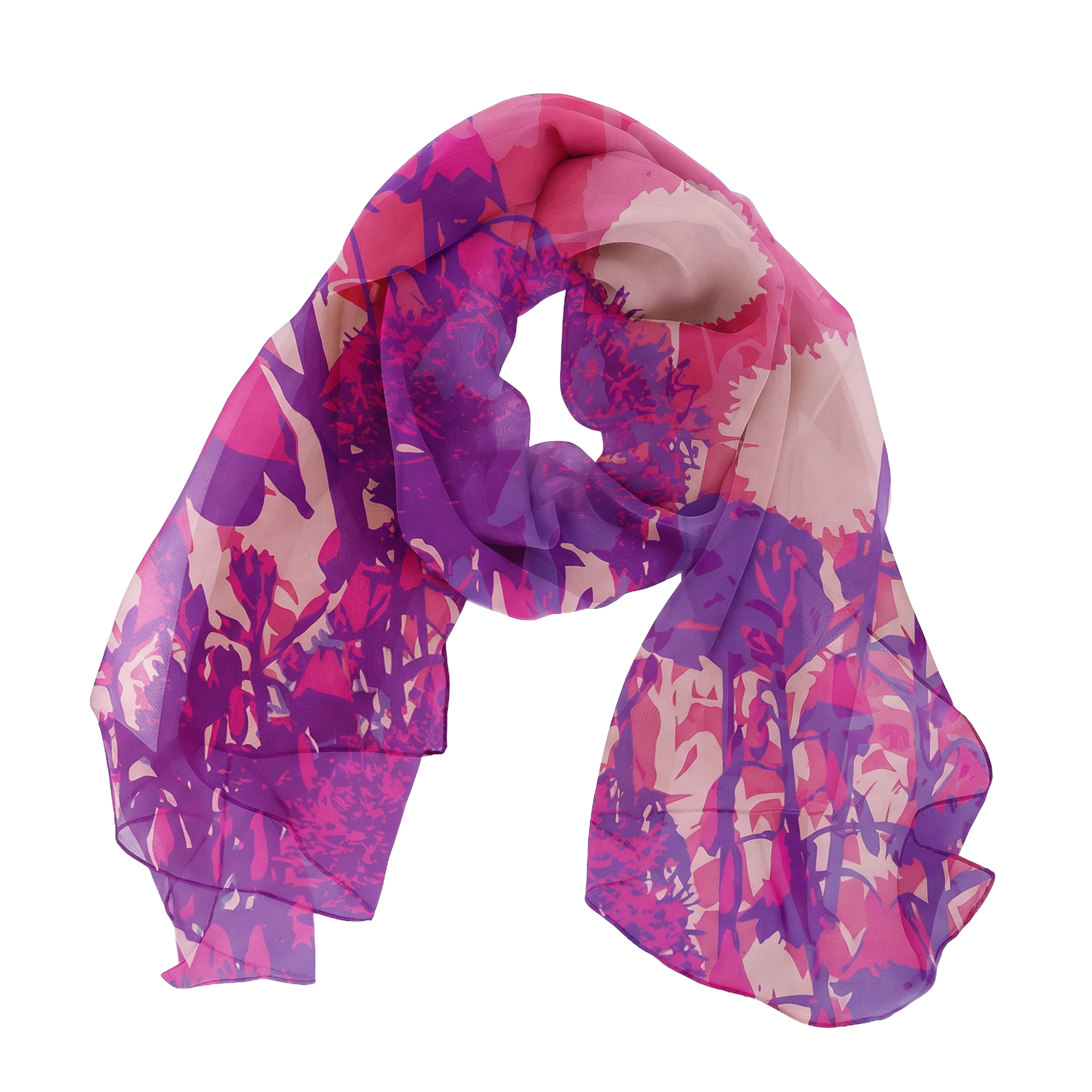Fuchsia: The Scarves in Silk-Chiffon