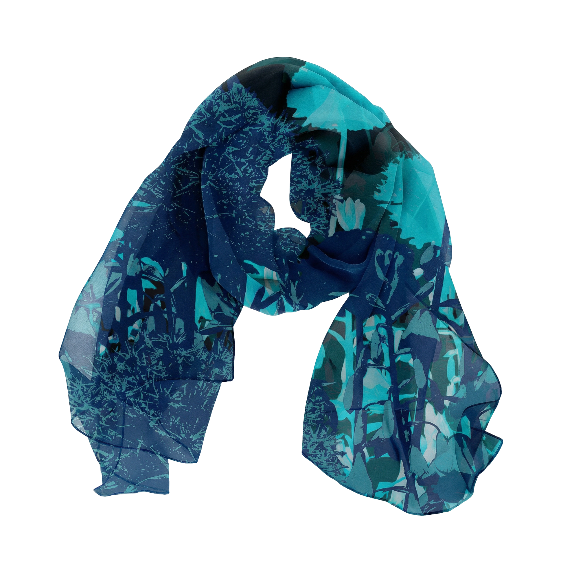 Teal: The Scarves in Silk-Chiffon