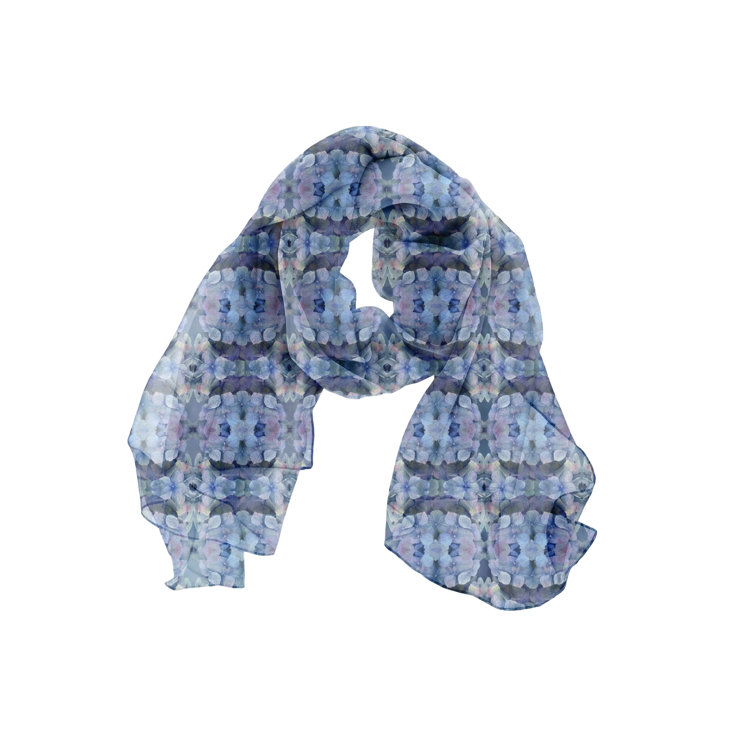 Tartan Hydrangea Gorm: Large Scarves in Silk-Chiffon