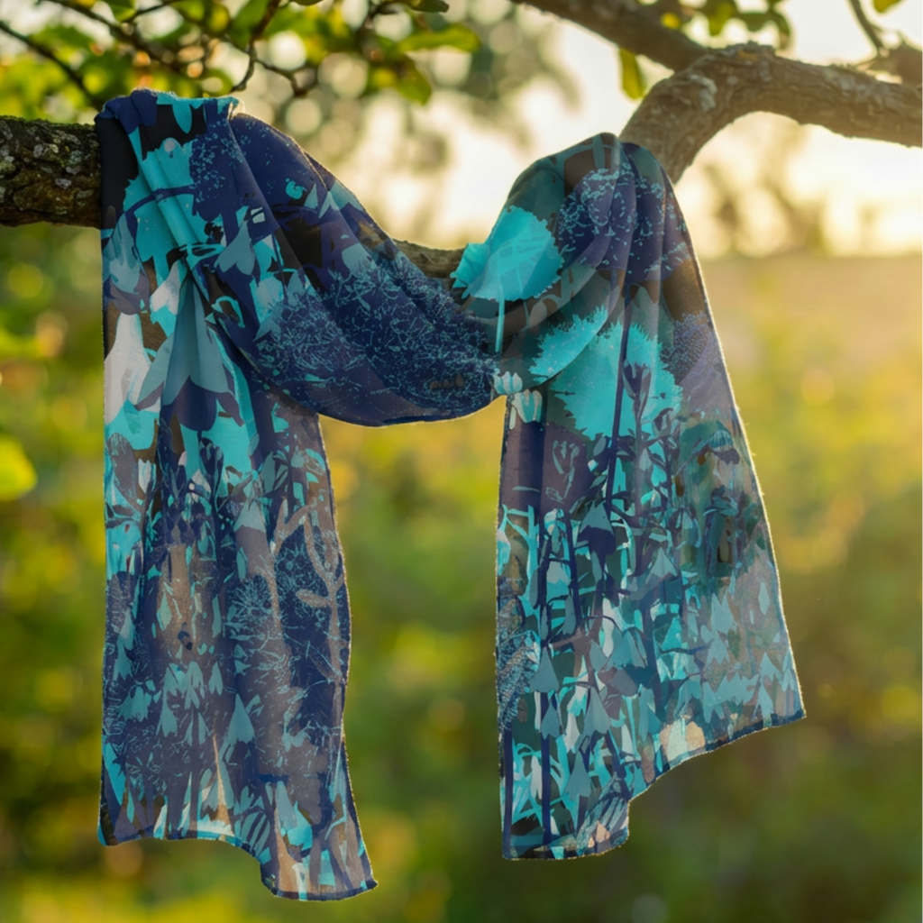 Teal: The Scarves in Silk-Chiffon