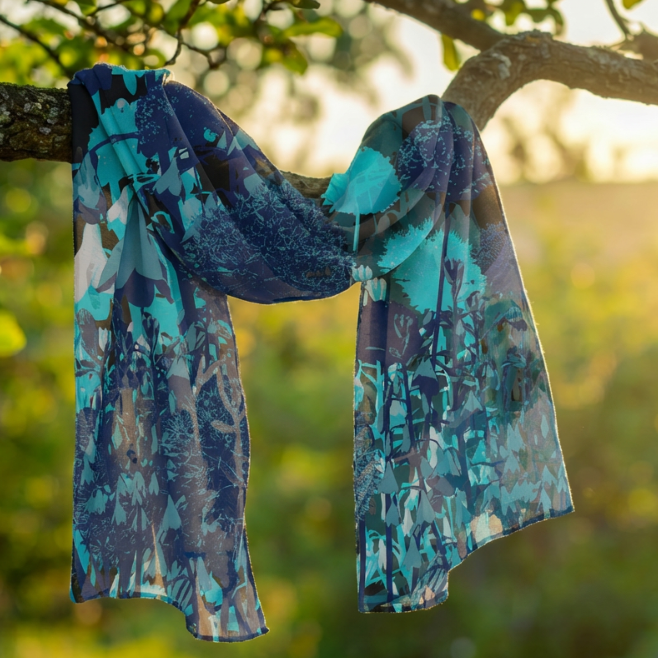 Teal: The Scarves in Silk-Chiffon