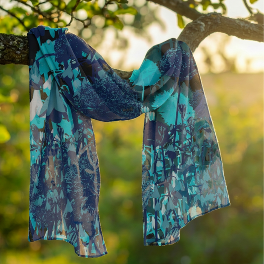 Teal: Silk-Chiffon Scarves