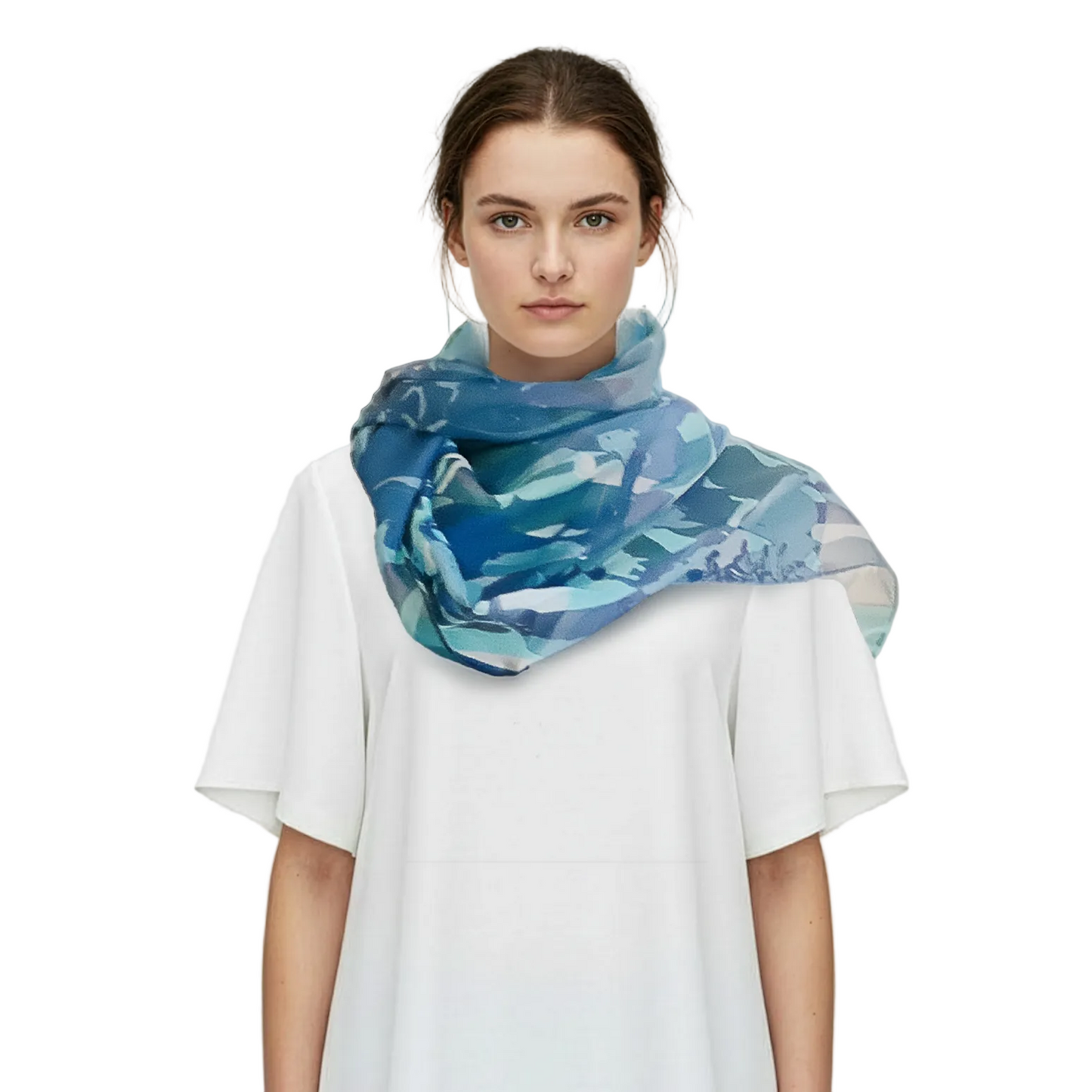 Teal: Silk-Chiffon Scarves