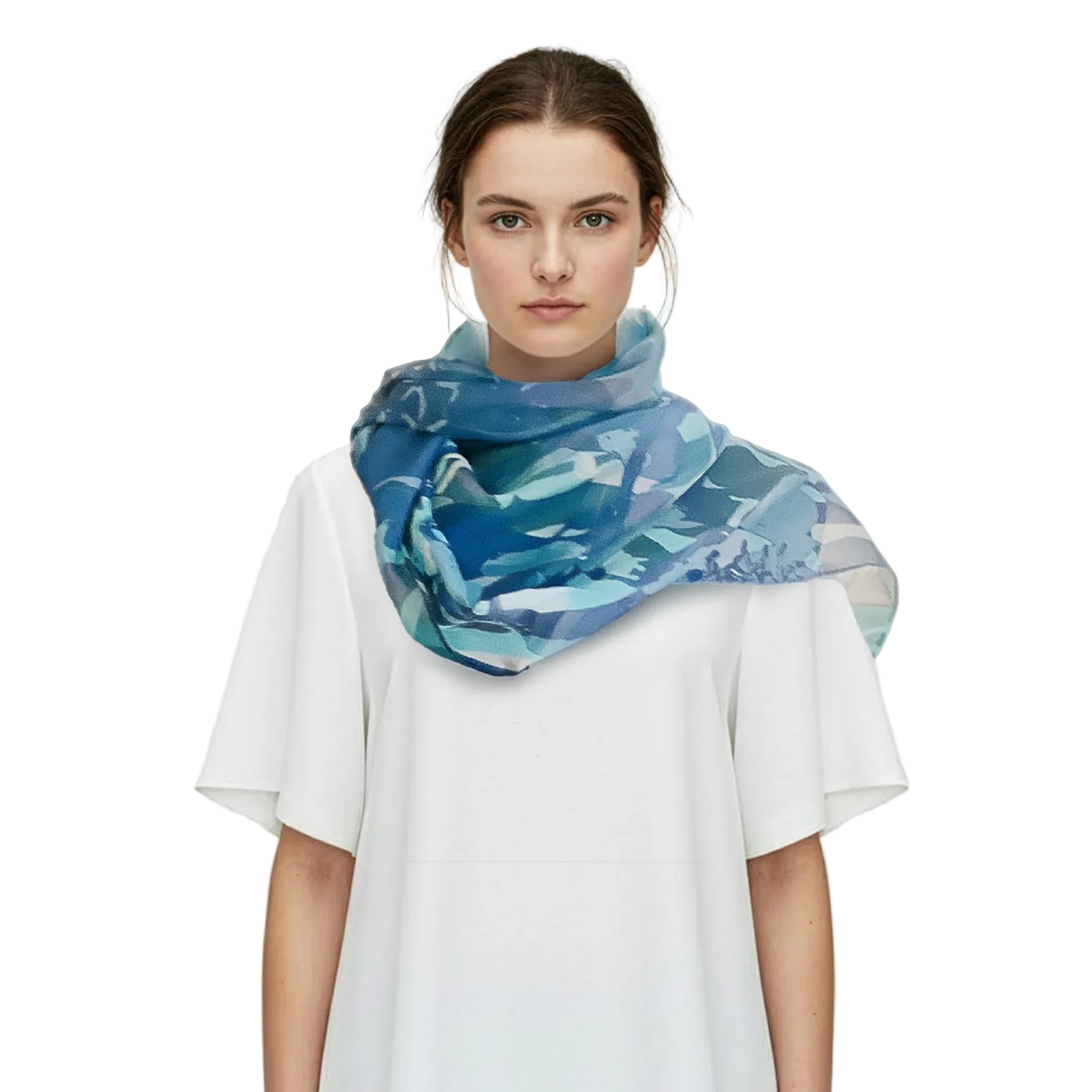 Teal: The Scarves in Silk-Chiffon
