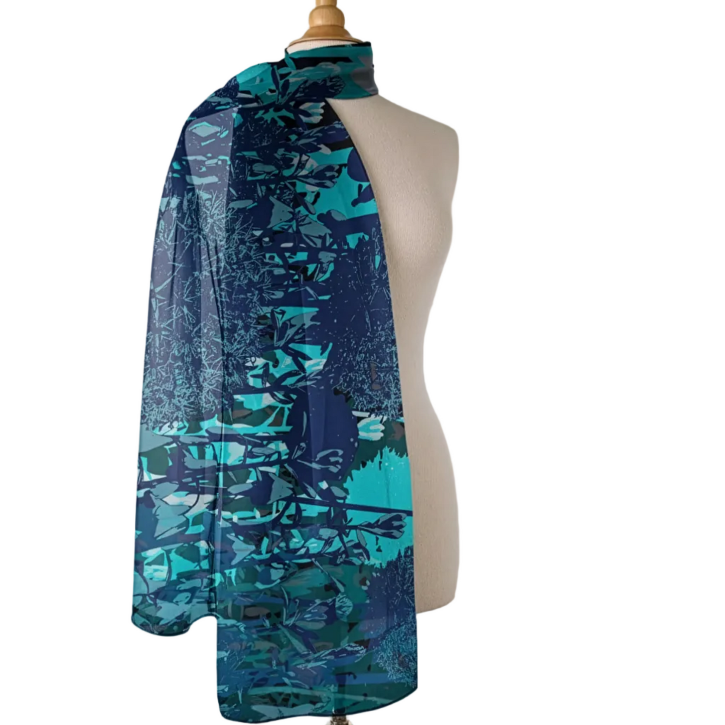 Teal: Silk-Chiffon Scarves