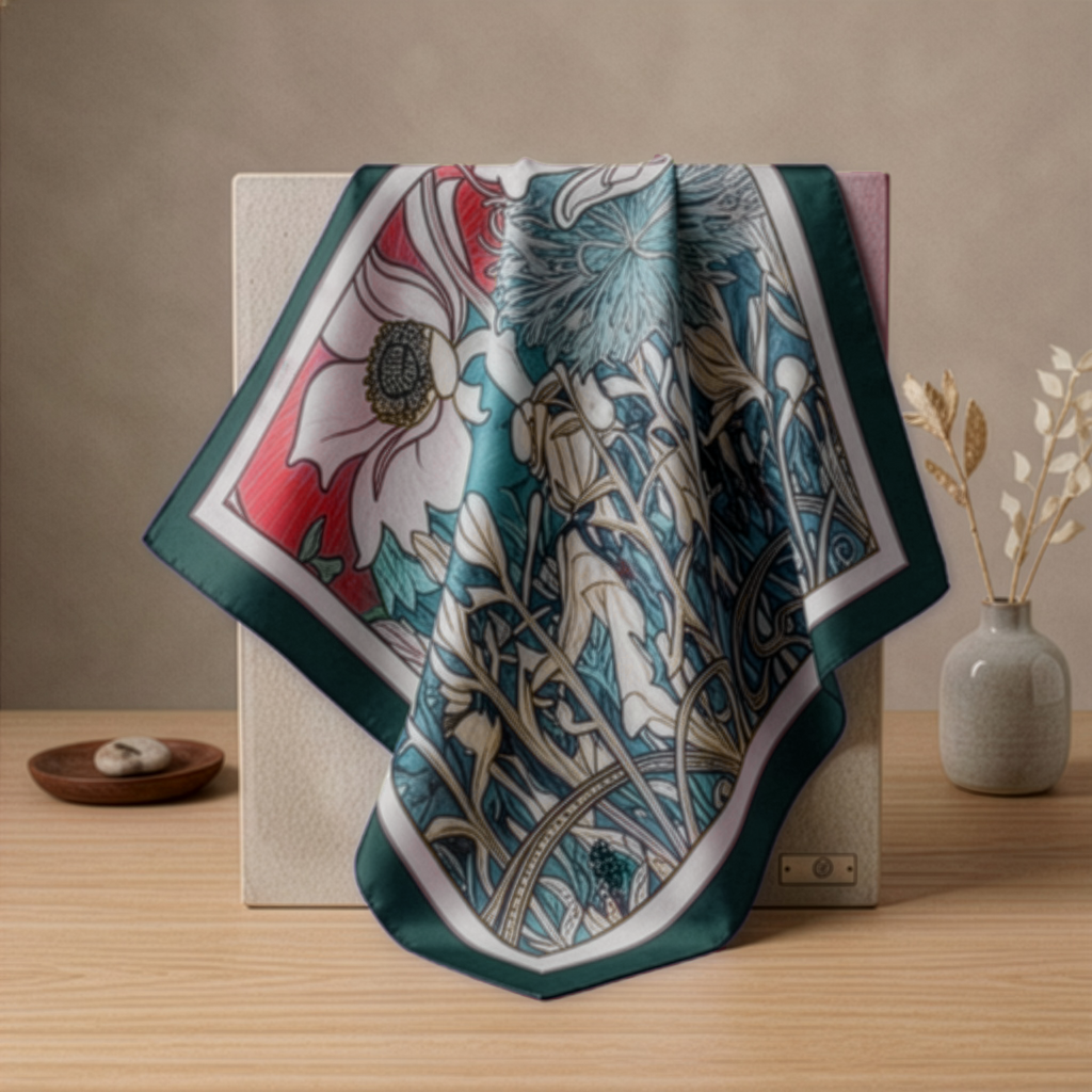 Teal Nouveau: Square Scarf